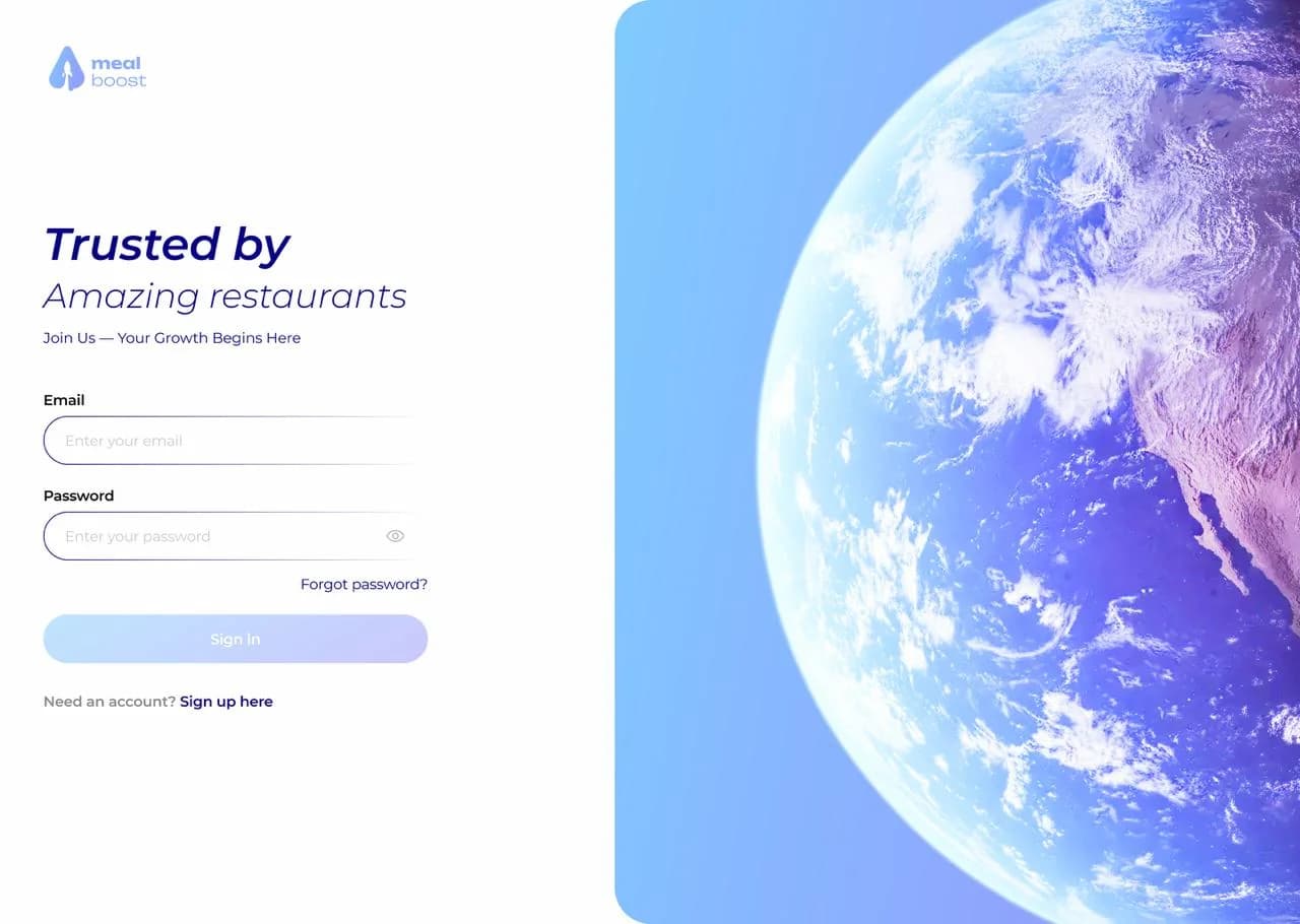 MealBoost sign-in page